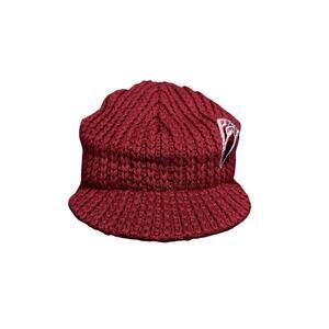 Vintage Y2K Freshjive Red Acrylic/Polyester Knit Brimmed Skater Hat - Dark Red